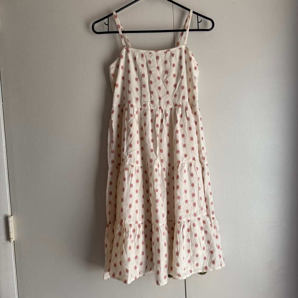 Sim & Sam Ivory and Pink Polka Dot Dress Summer Spring Easter Women’s Size Small